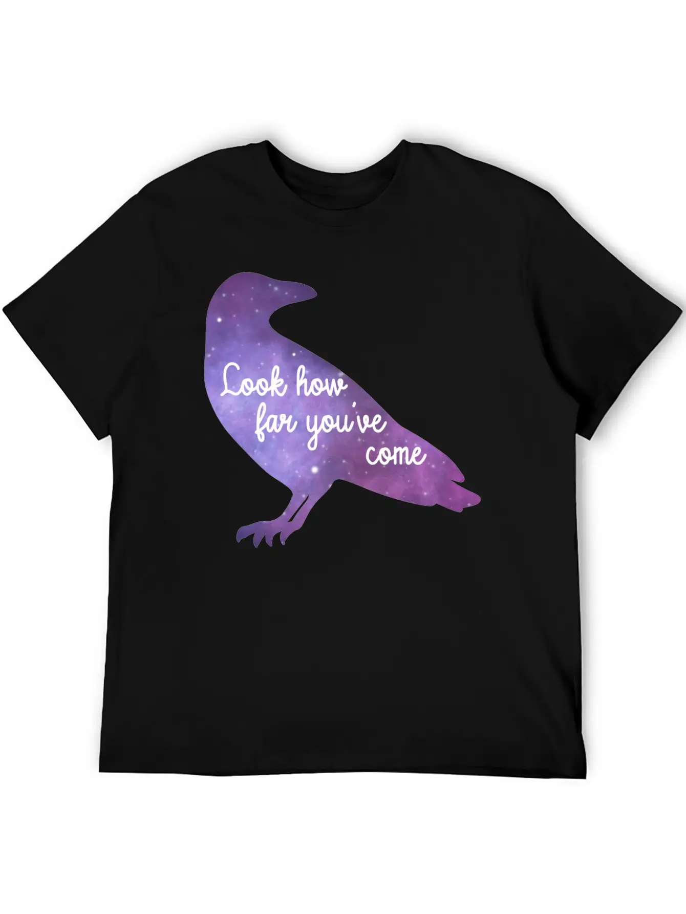 Encouraging Quote Raven Galaxy Colored Crow Basic Graphic T-Shirt – Daily Comfort In Soft Cotton