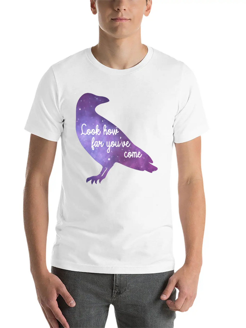 Encouraging Quote Raven Galaxy Colored Crow Basic Graphic T-Shirt – Daily Comfort In Soft Cotton