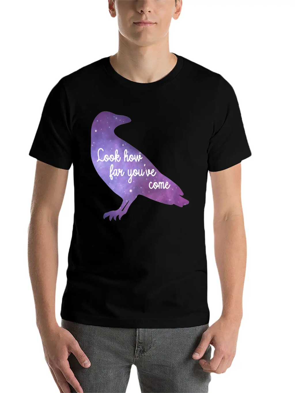Encouraging Quote Raven Galaxy Colored Crow Basic Graphic T-Shirt – Daily Comfort In Soft Cotton