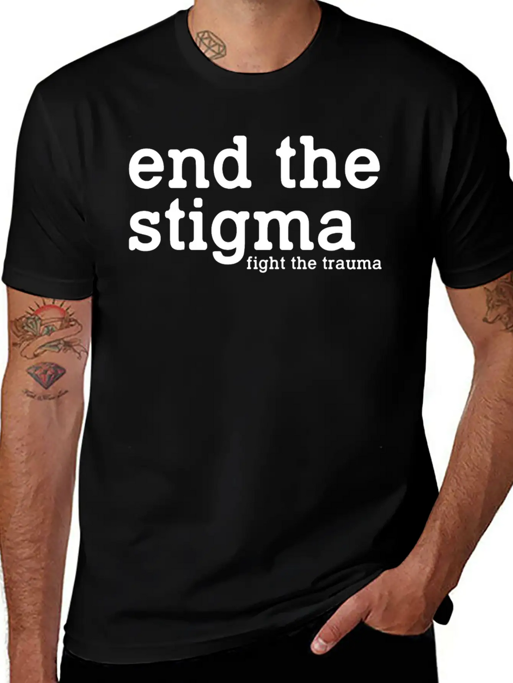 End The Stigma Fight The Trauma Healthcare Mental Breathable Soft Cotton T-Shirt – Timeless Casual Look
