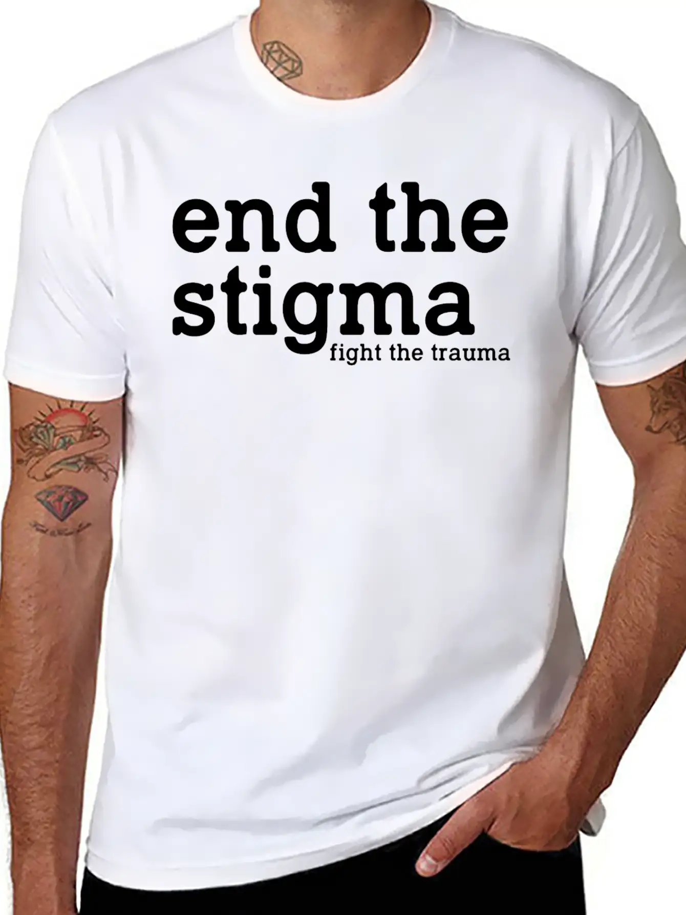 End The Stigma Fight The Trauma Healthcare Mental Breathable Soft Cotton T-Shirt – Timeless Casual Look