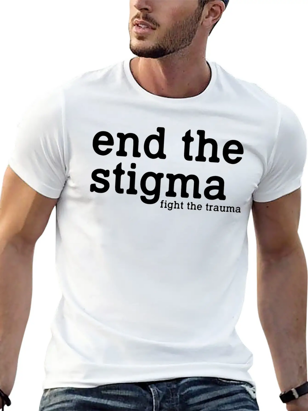 End The Stigma Fight The Trauma Healthcare Mental Breathable Soft Cotton T-Shirt – Timeless Casual Look