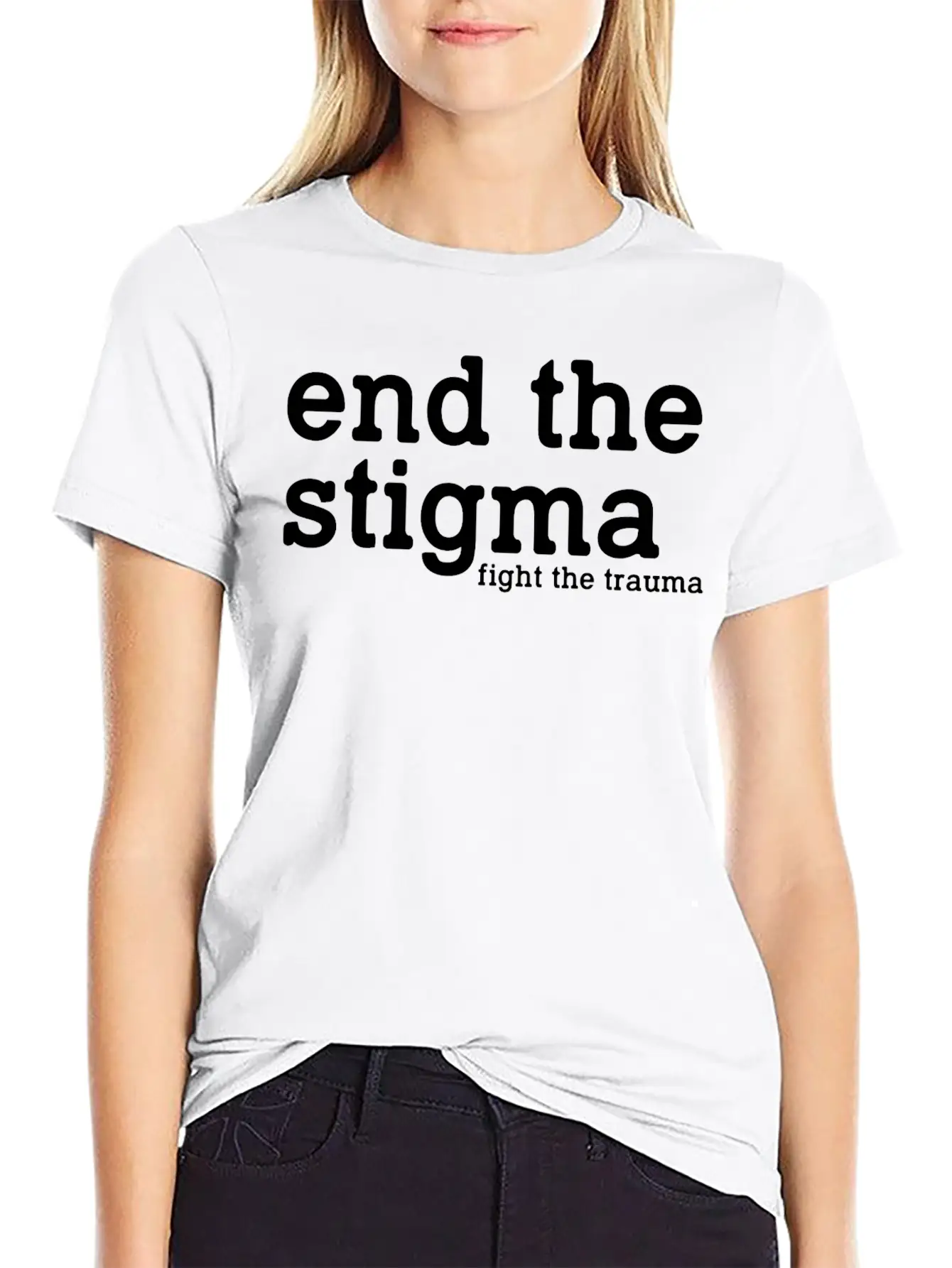 End The Stigma Fight The Trauma Healthcare Mental Breathable Soft Cotton T-Shirt – Timeless Casual Look