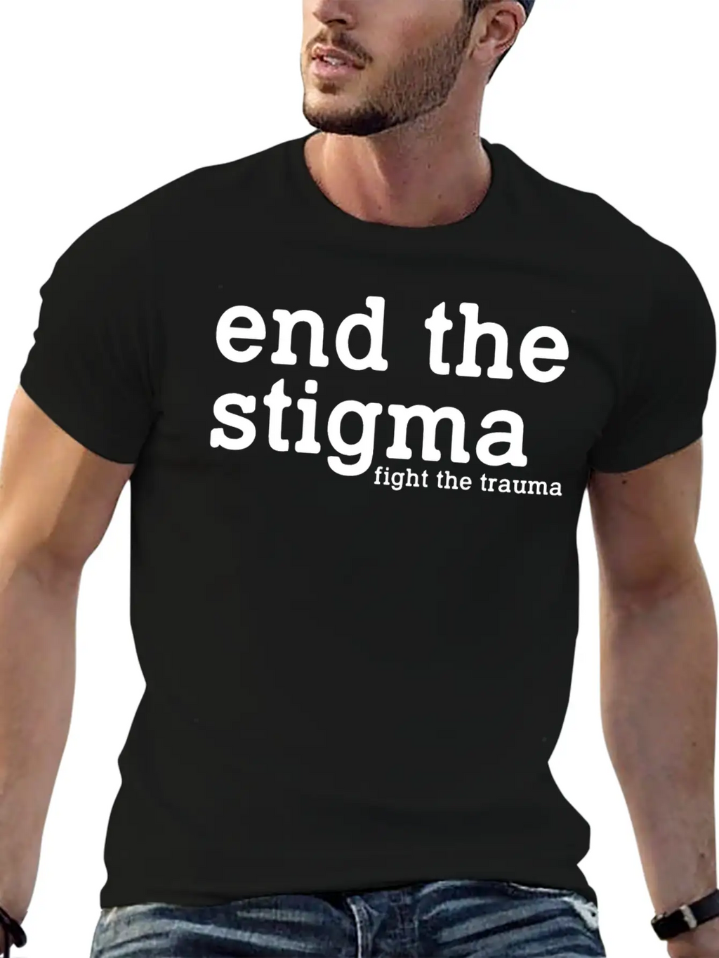 End The Stigma Fight The Trauma Healthcare Mental Breathable Soft Cotton T-Shirt – Timeless Casual Look