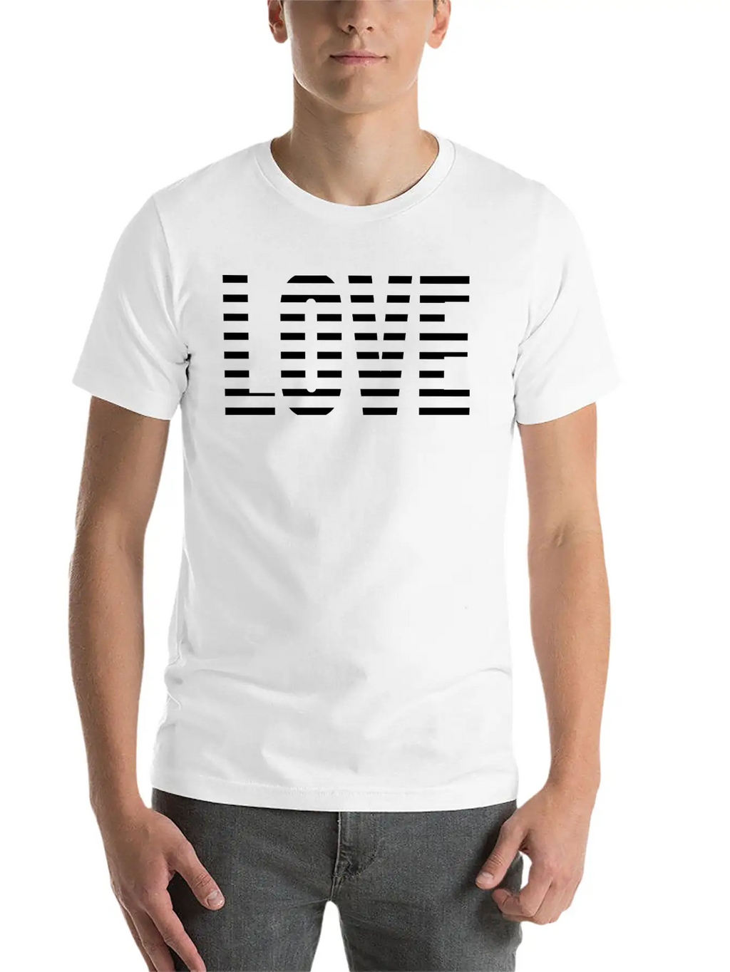 Ethereal Love: Sliced Word Design Classic Cotton Tee – Unisex Comfort For Any Season