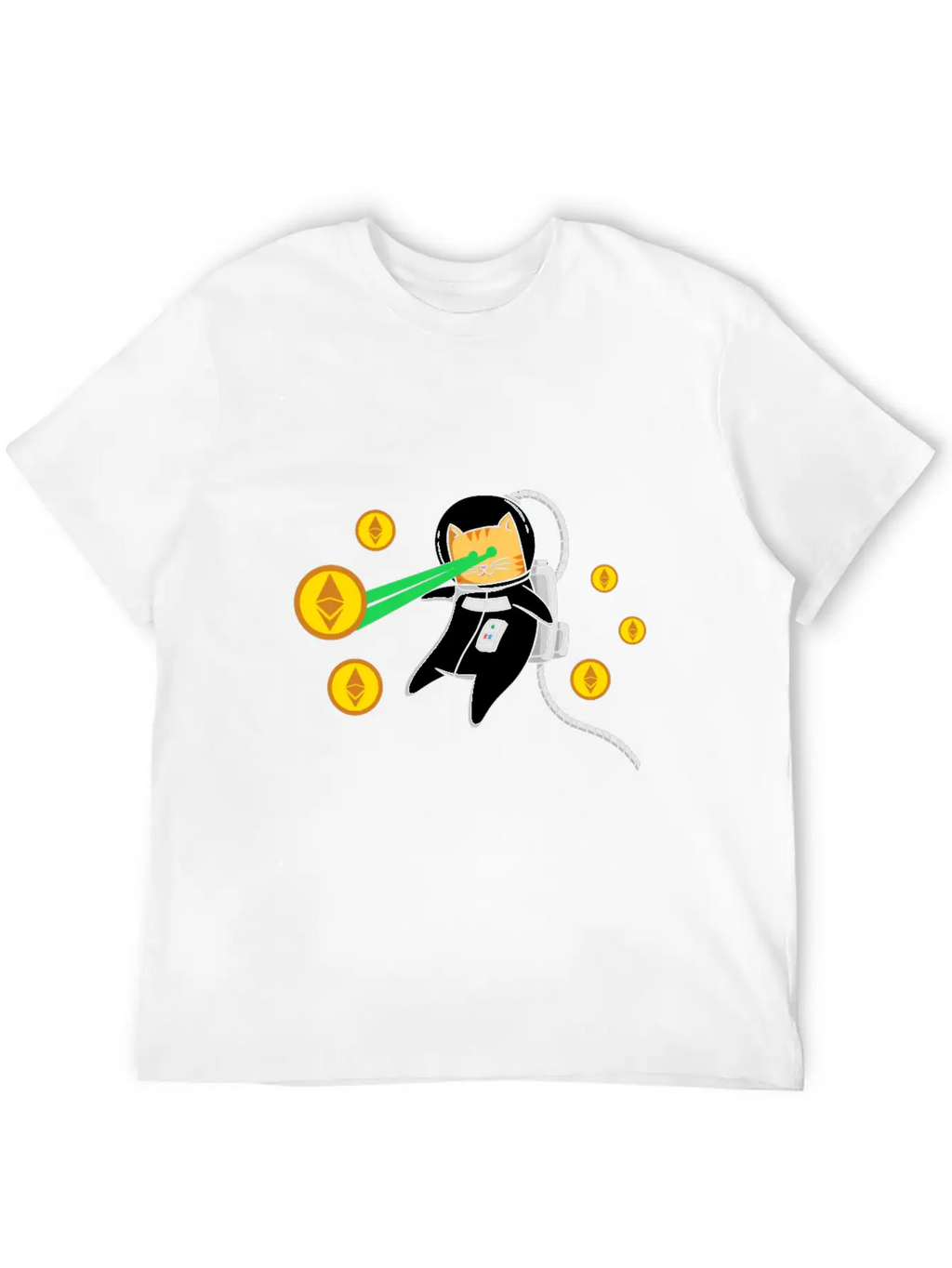Ethereum ETH Laser Eyes Cat Astronaut Crypto Gift Relaxed Everyday Tee – Lightweight And Durable Cotton