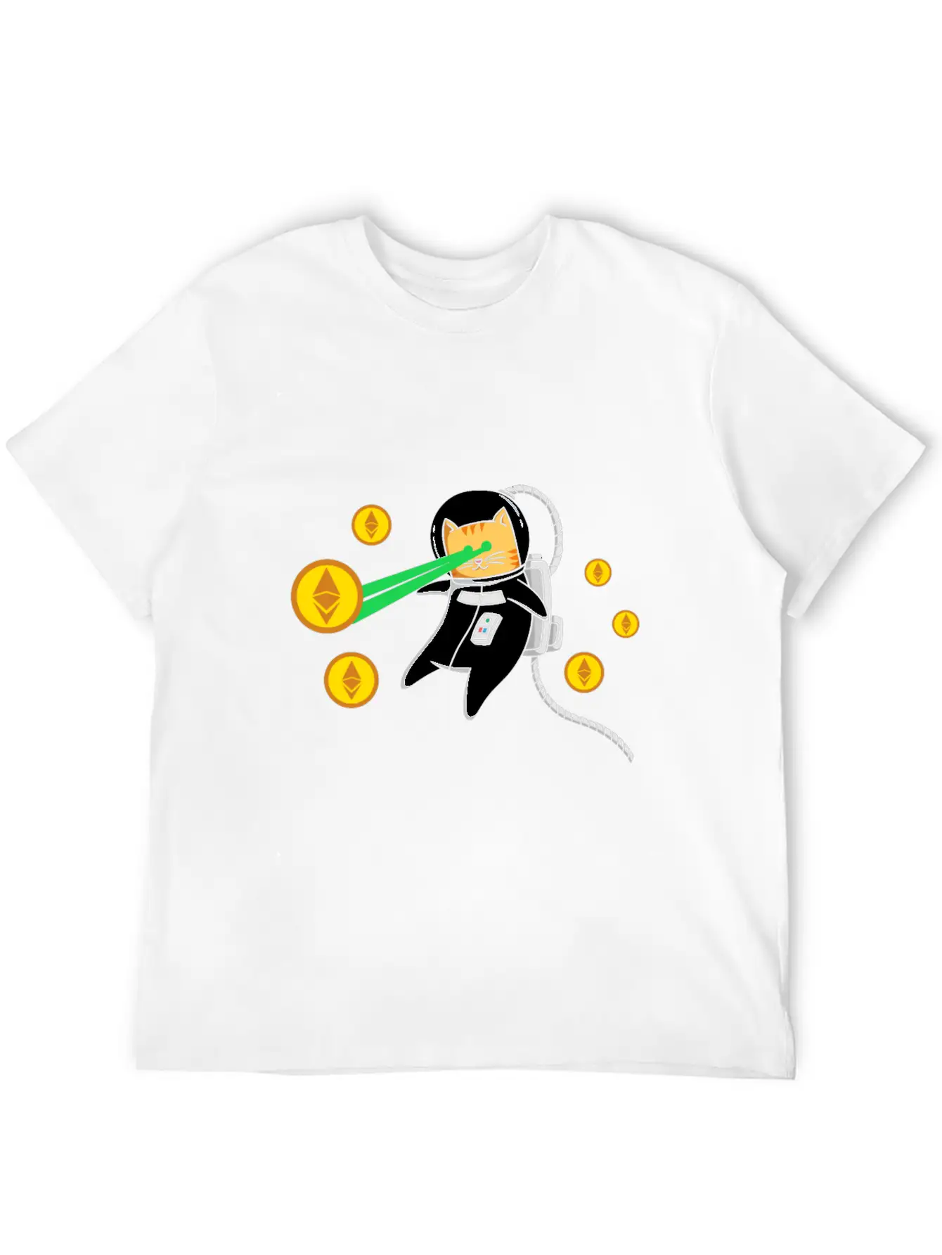 Ethereum ETH Laser Eyes Cat Astronaut Crypto Gift Relaxed Everyday Tee – Lightweight And Durable Cotton