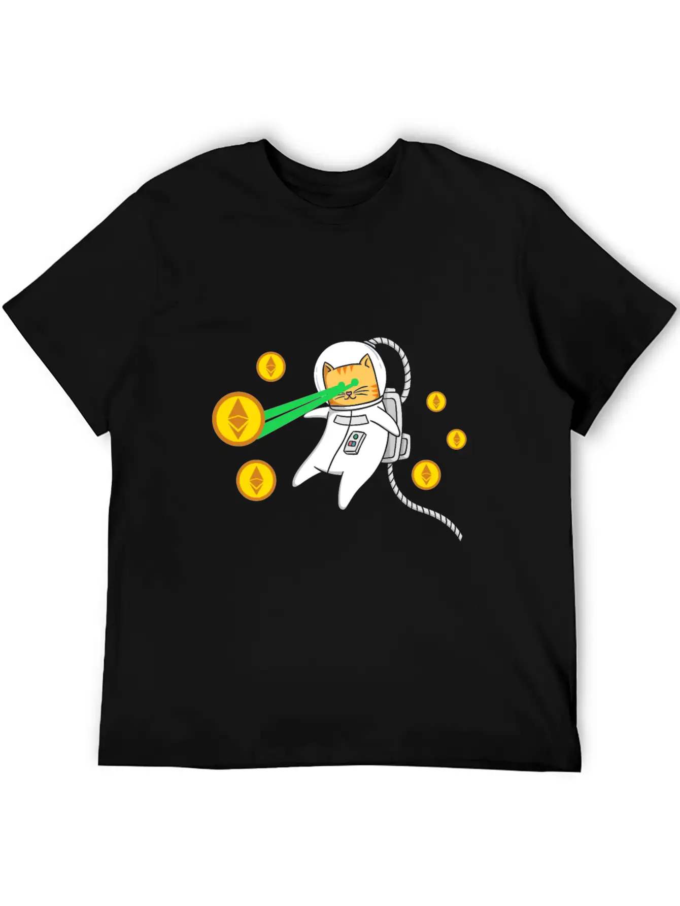 Ethereum ETH Laser Eyes Cat Astronaut Crypto Gift Relaxed Everyday Tee – Lightweight And Durable Cotton