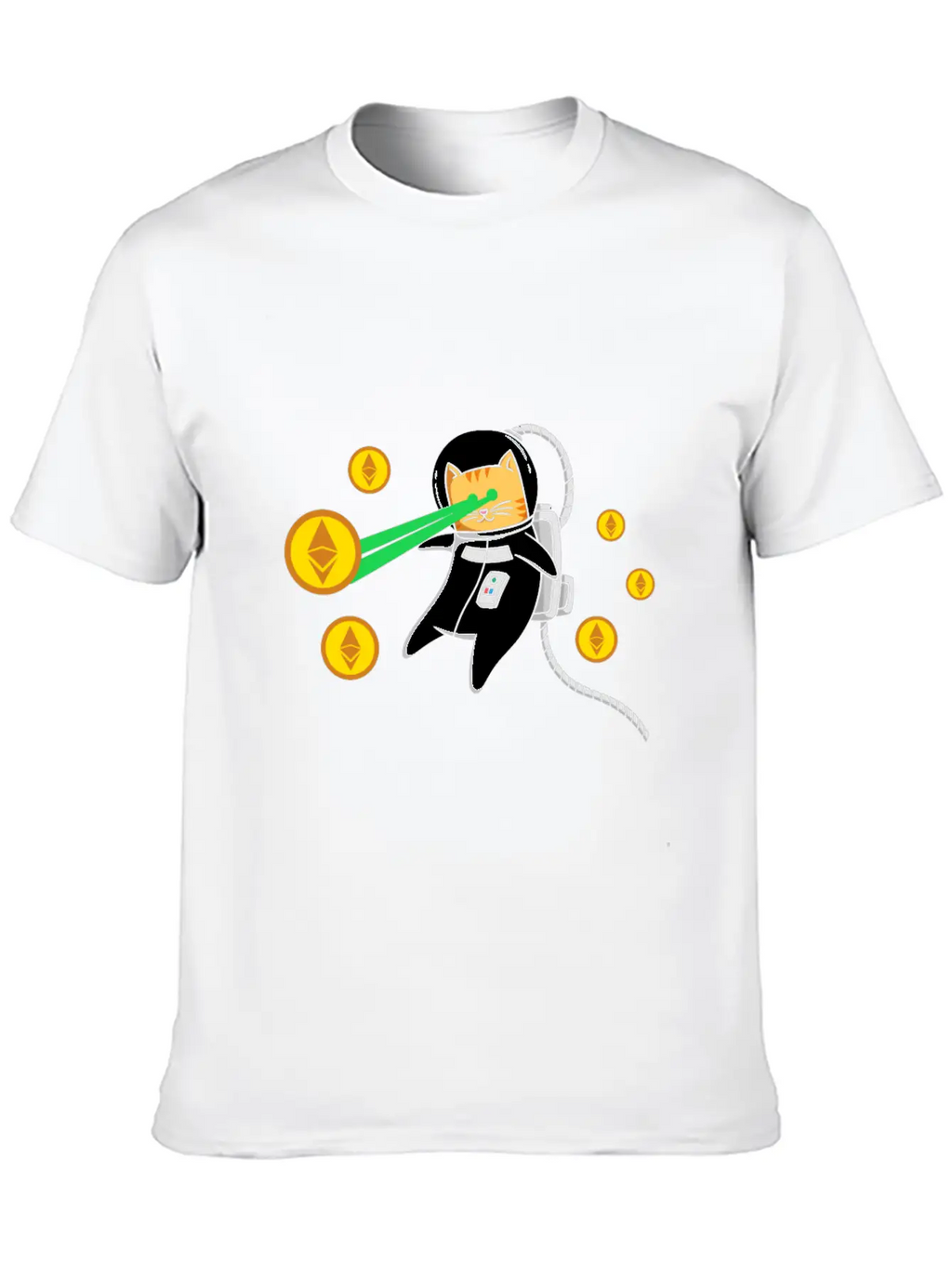 Ethereum ETH Laser Eyes Cat Astronaut Crypto Gift Relaxed Everyday Tee – Lightweight And Durable Cotton