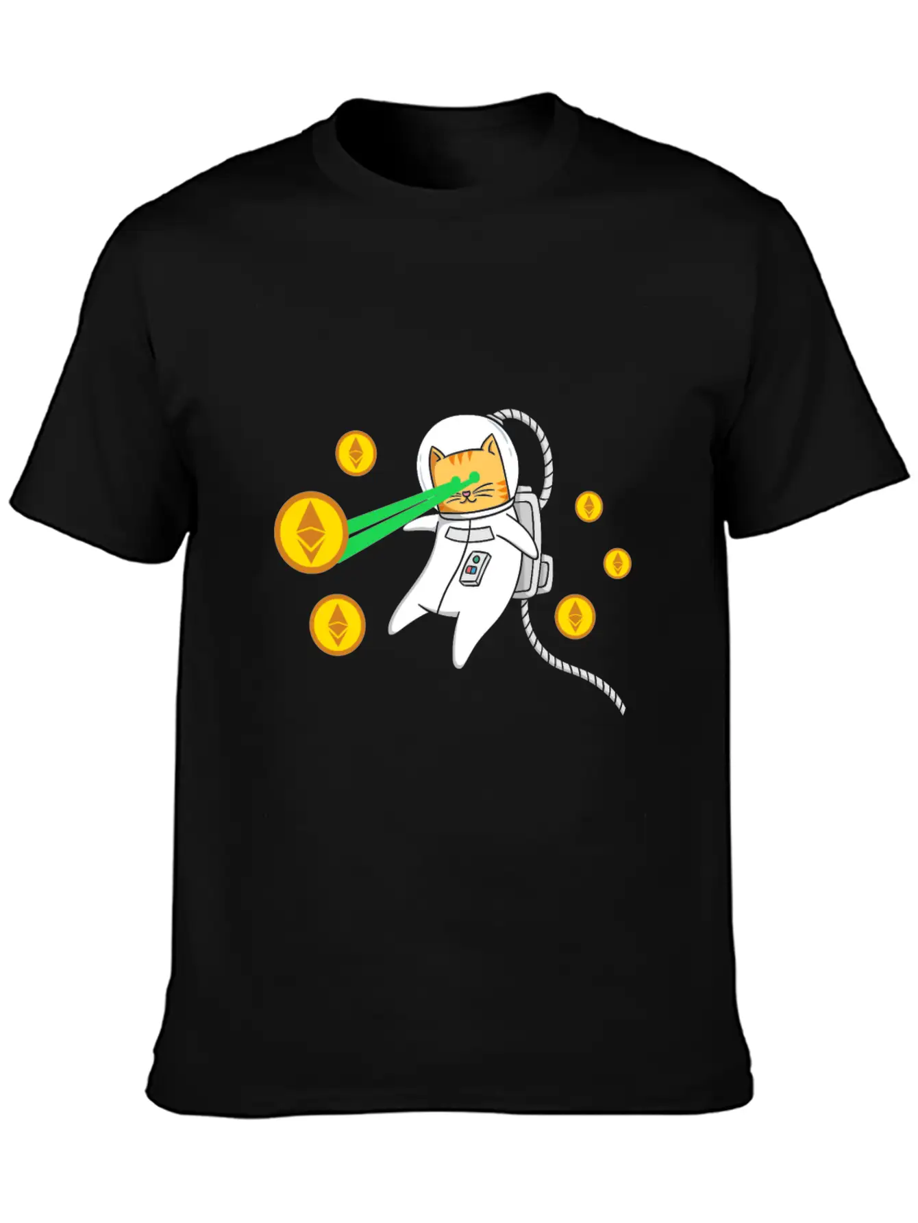 Ethereum ETH Laser Eyes Cat Astronaut Crypto Gift Relaxed Everyday Tee – Lightweight And Durable Cotton