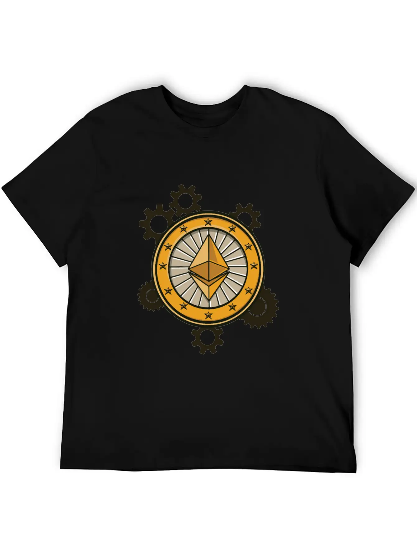 Ethereum Symbol With Clockwork Essential Cotton Tee For Daily Outfits – Unisex Style