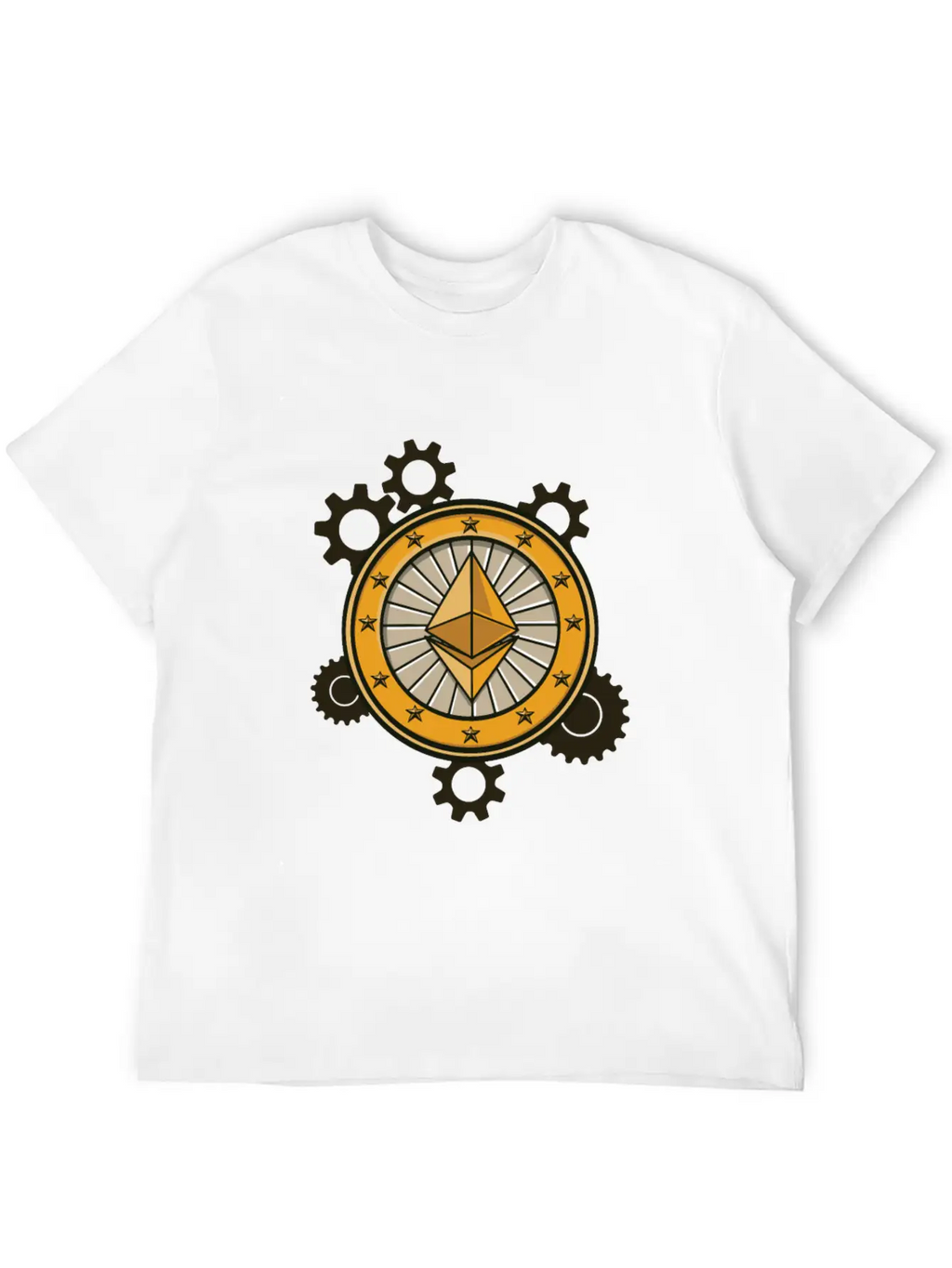 Ethereum Symbol With Clockwork Essential Cotton Tee For Daily Outfits – Unisex Style
