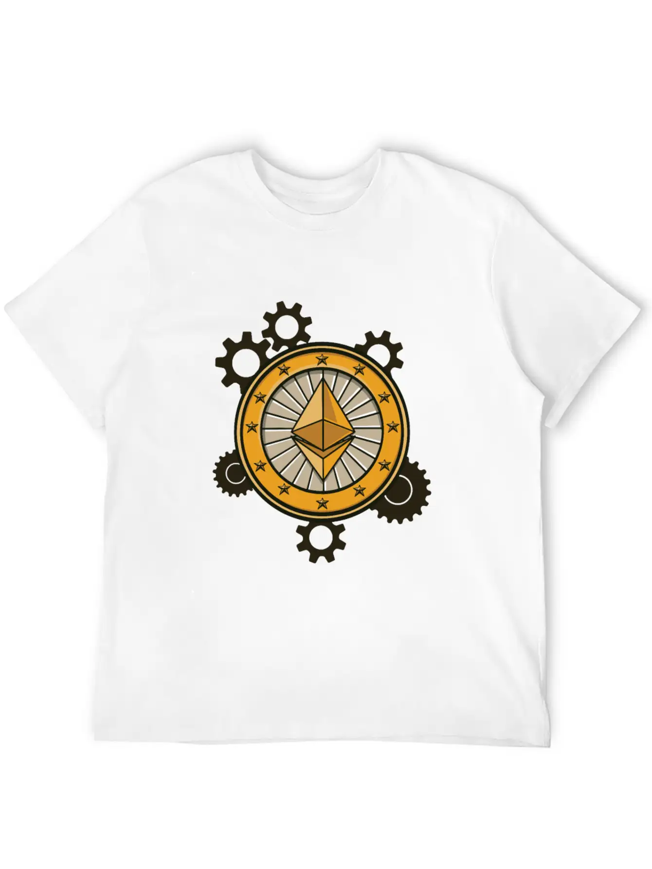 Ethereum Symbol With Clockwork Essential Cotton Tee For Daily Outfits – Unisex Style