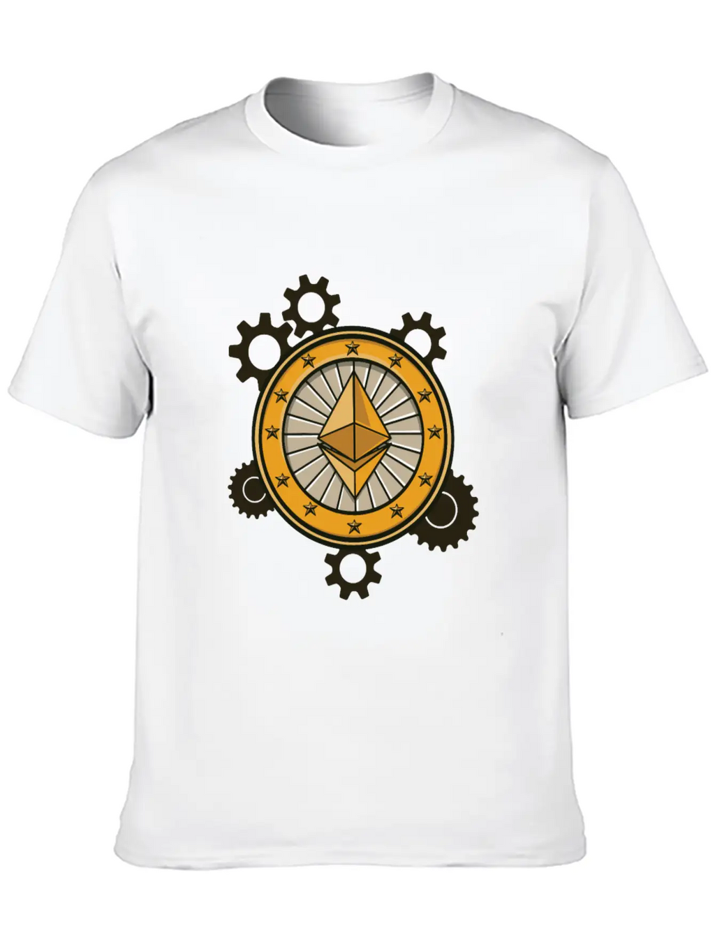 Ethereum Symbol With Clockwork Essential Cotton Tee For Daily Outfits – Unisex Style