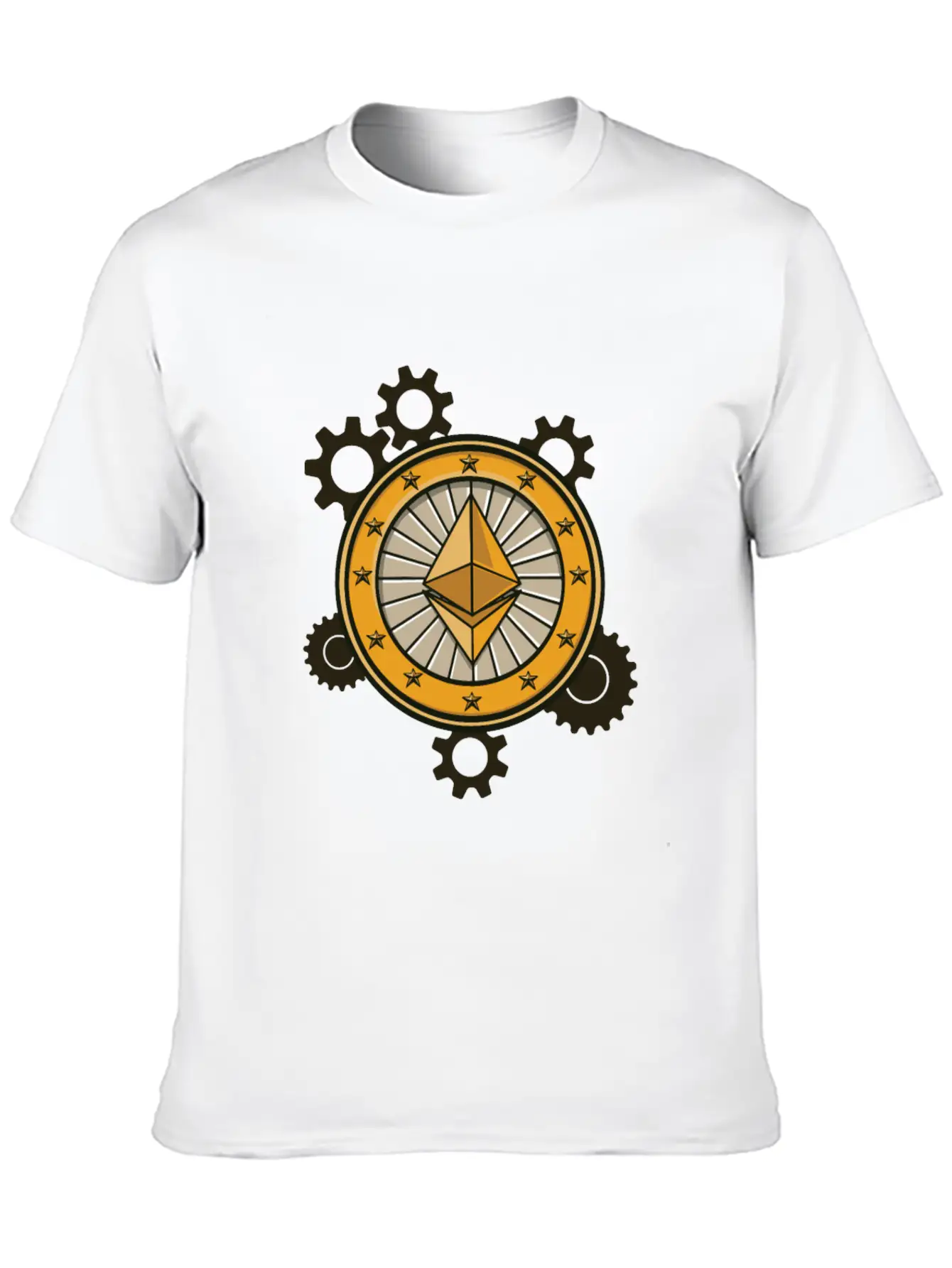 Ethereum Symbol With Clockwork Essential Cotton Tee For Daily Outfits – Unisex Style