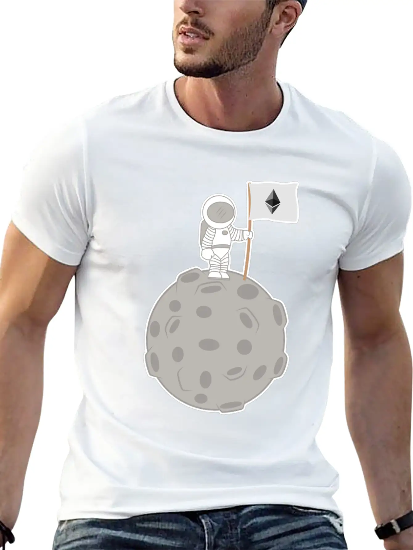 Ethereum To The Moon T-Shirt Stylish Everyday T-Shirt – Unisex Basic Cotton Tee