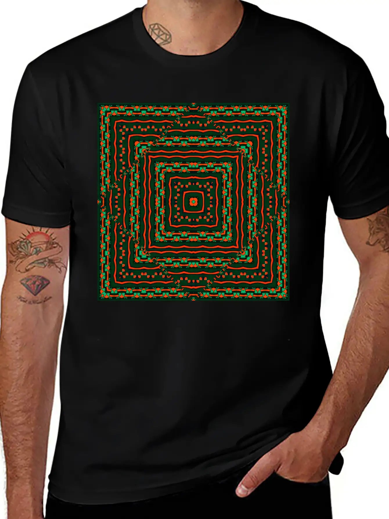 Ethnic Geometric Pattern Classic Cotton Tee – Unisex Comfort For Any Season