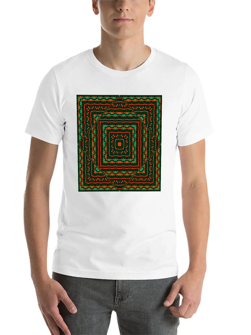 Ethnic Geometric Pattern Classic Cotton Tee – Unisex Comfort For Any Season