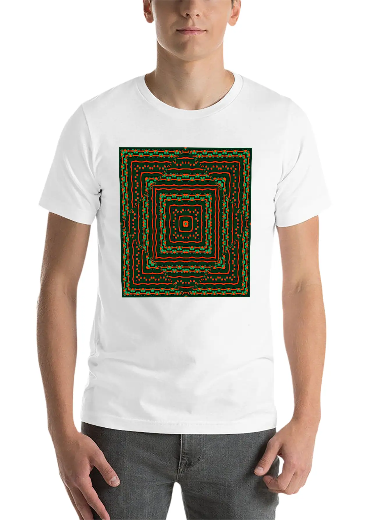 Ethnic Geometric Pattern Classic Cotton Tee – Unisex Comfort For Any Season