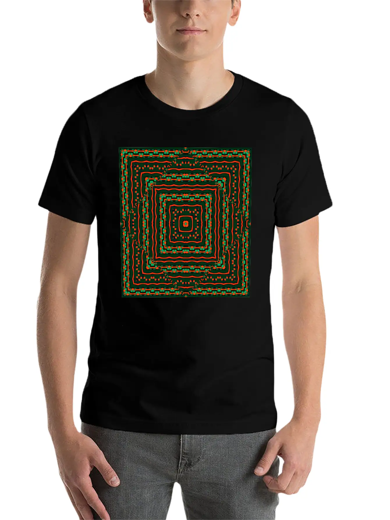 Ethnic Geometric Pattern Classic Cotton Tee – Unisex Comfort For Any Season