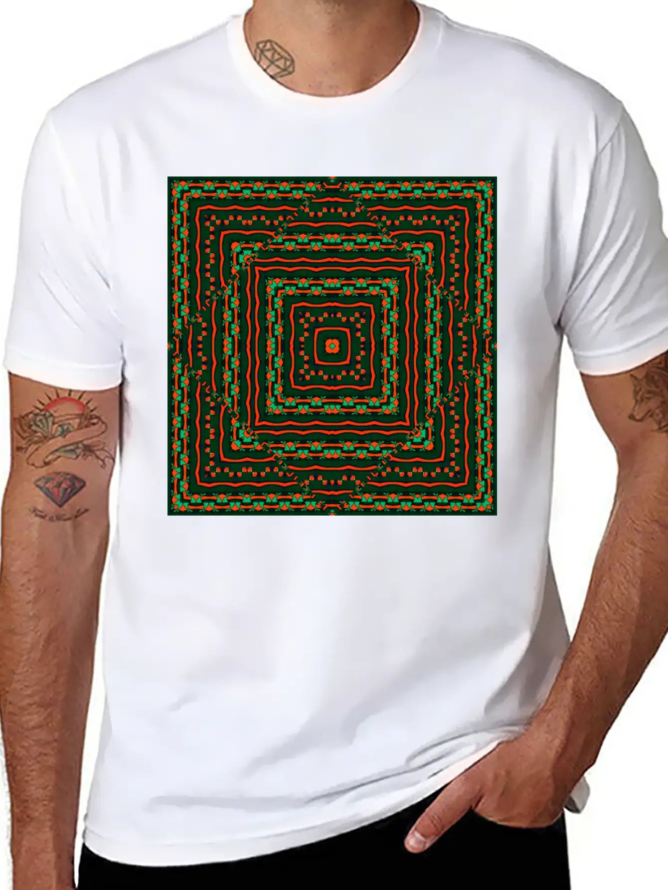 Ethnic Geometric Pattern Classic Cotton Tee – Unisex Comfort For Any Season