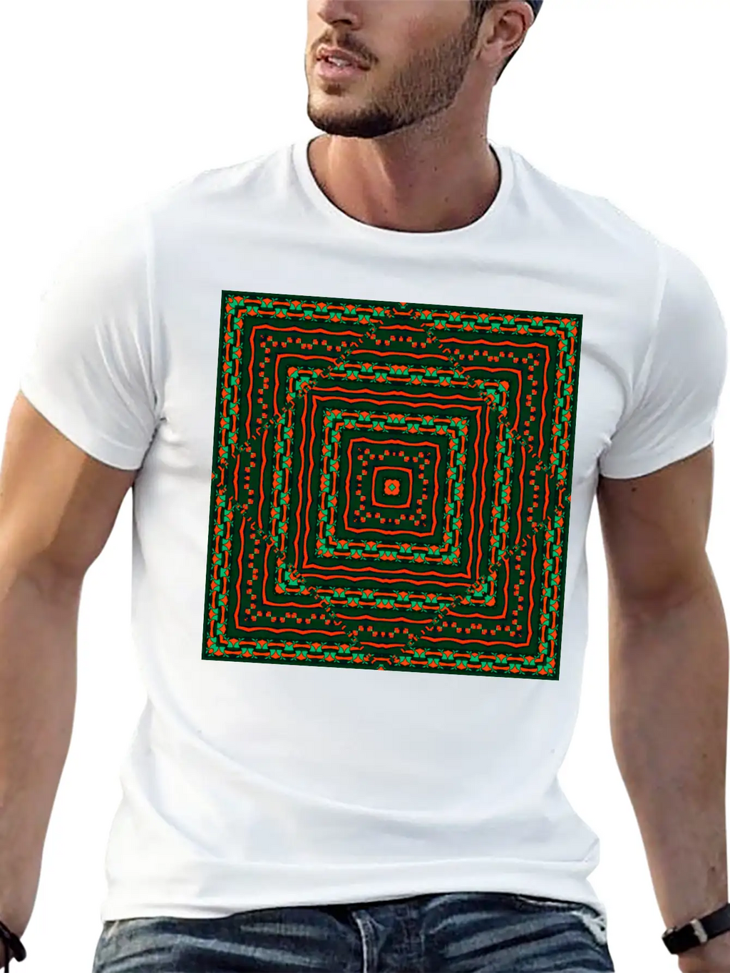 Ethnic Geometric Pattern Classic Cotton Tee – Unisex Comfort For Any Season