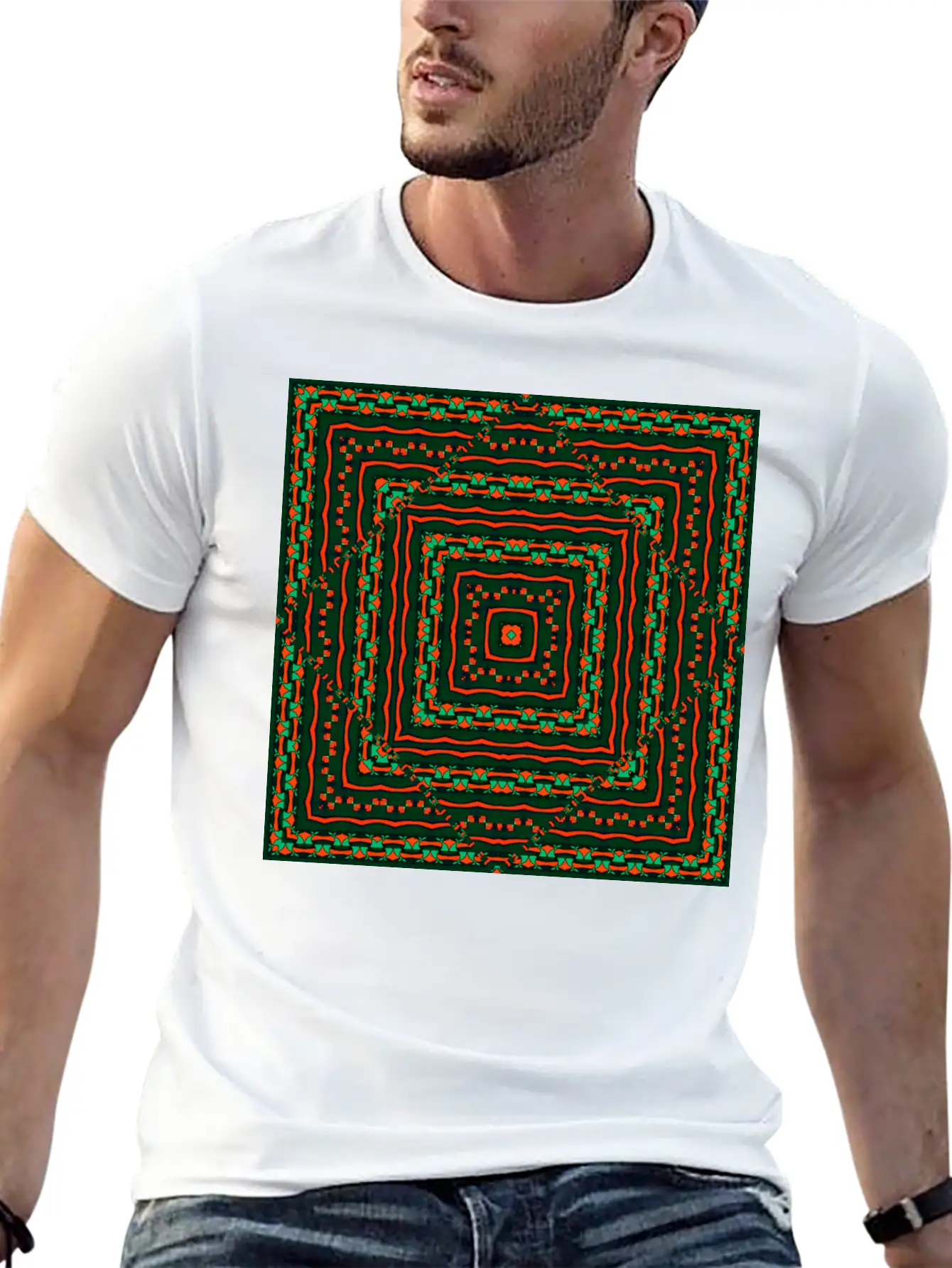 Ethnic Geometric Pattern Classic Cotton Tee – Unisex Comfort For Any Season