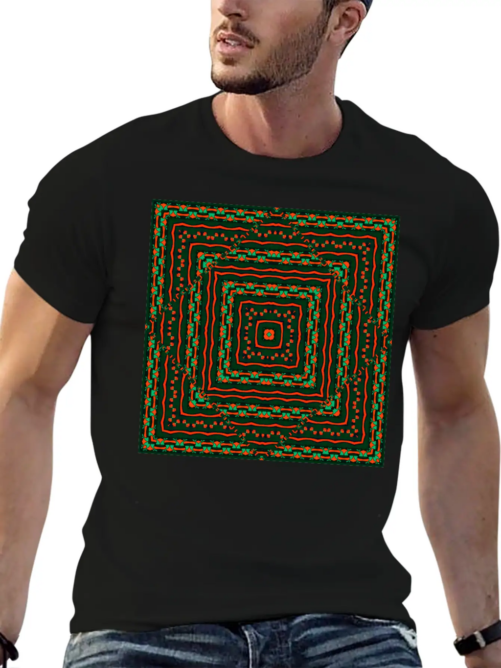 Ethnic Geometric Pattern Classic Cotton Tee – Unisex Comfort For Any Season