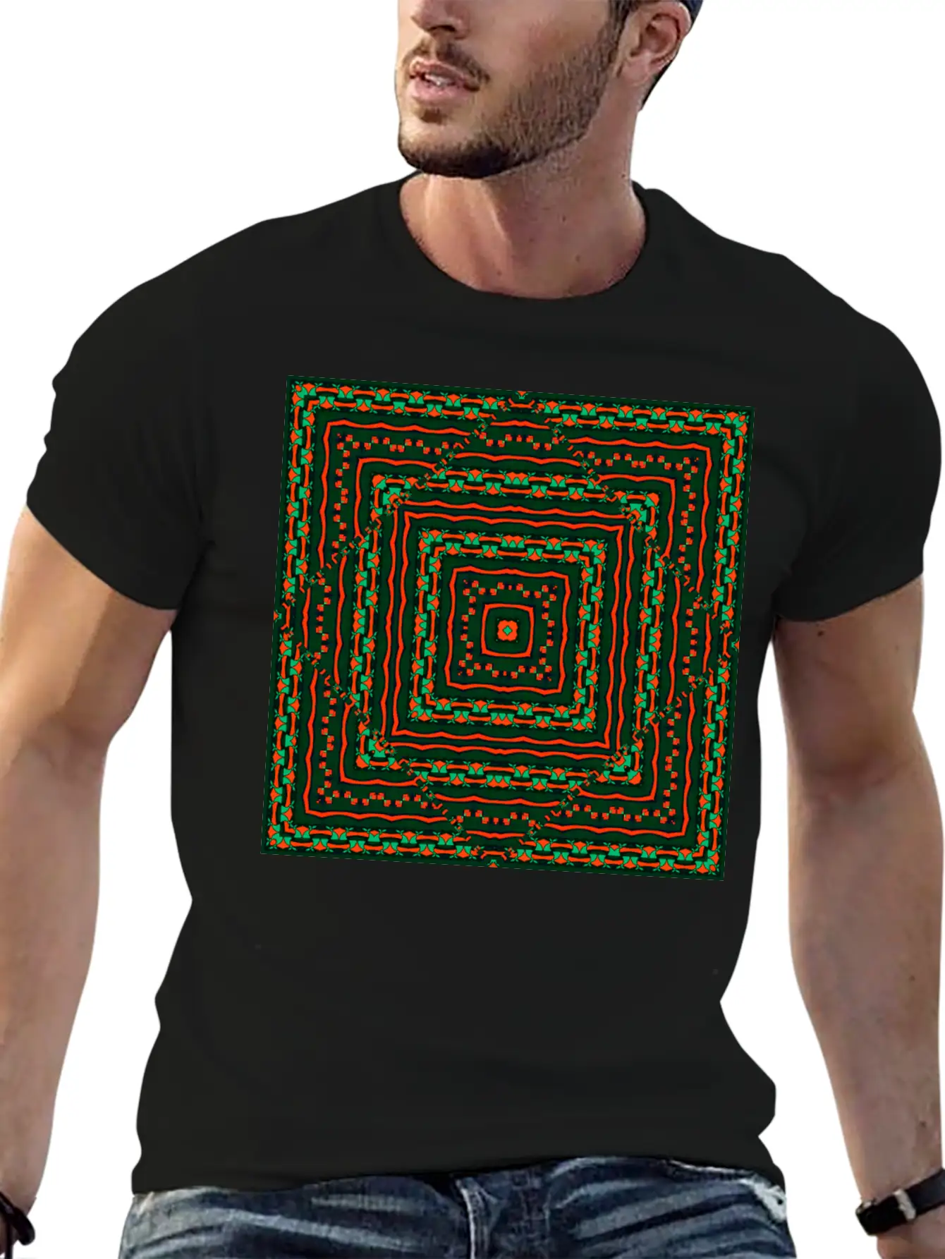 Ethnic Geometric Pattern Classic Cotton Tee – Unisex Comfort For Any Season