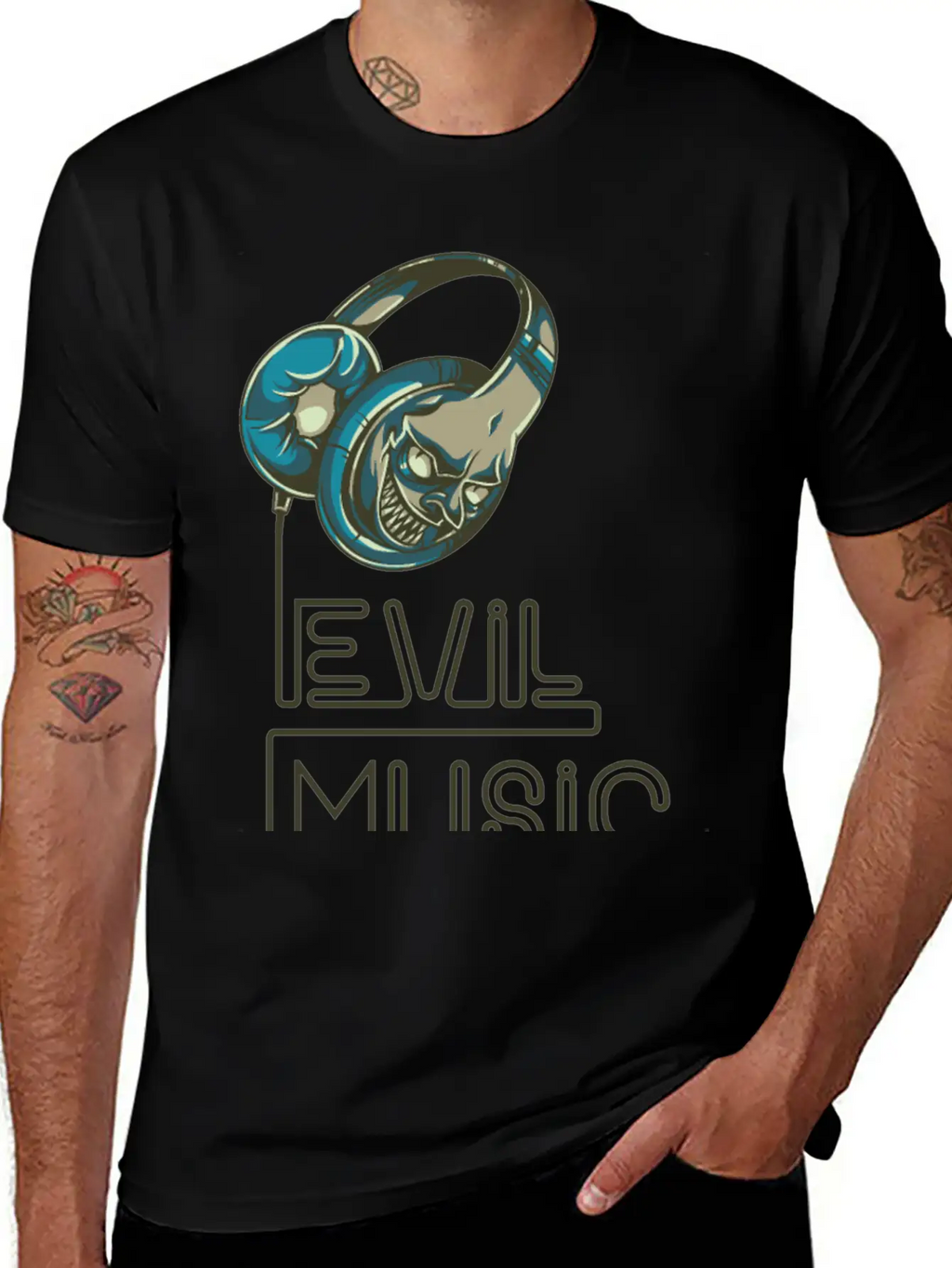 Evil Music Breathable Graphic T-Shirt – Perfect For Casual Days