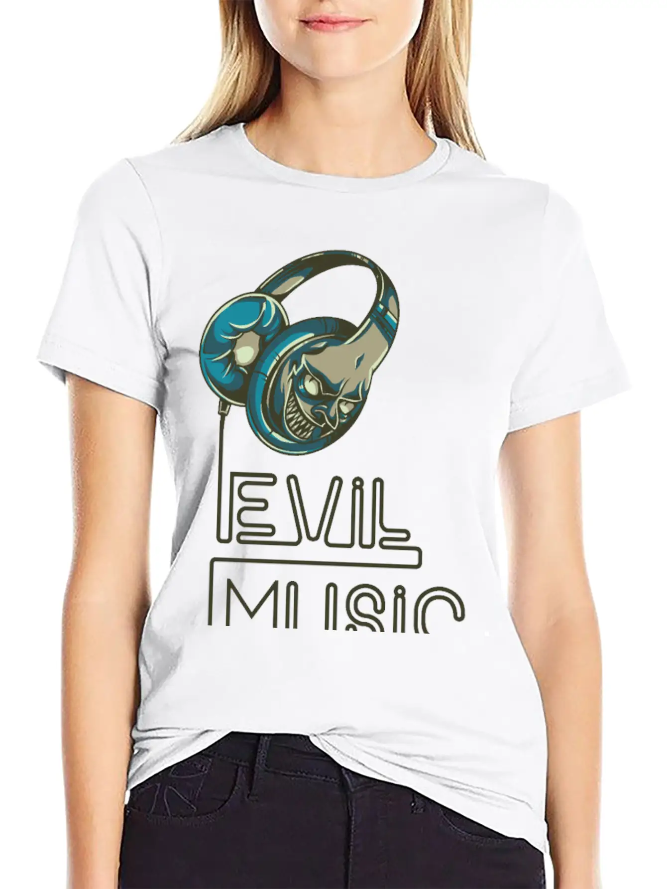Evil Music Breathable Graphic T-Shirt – Perfect For Casual Days