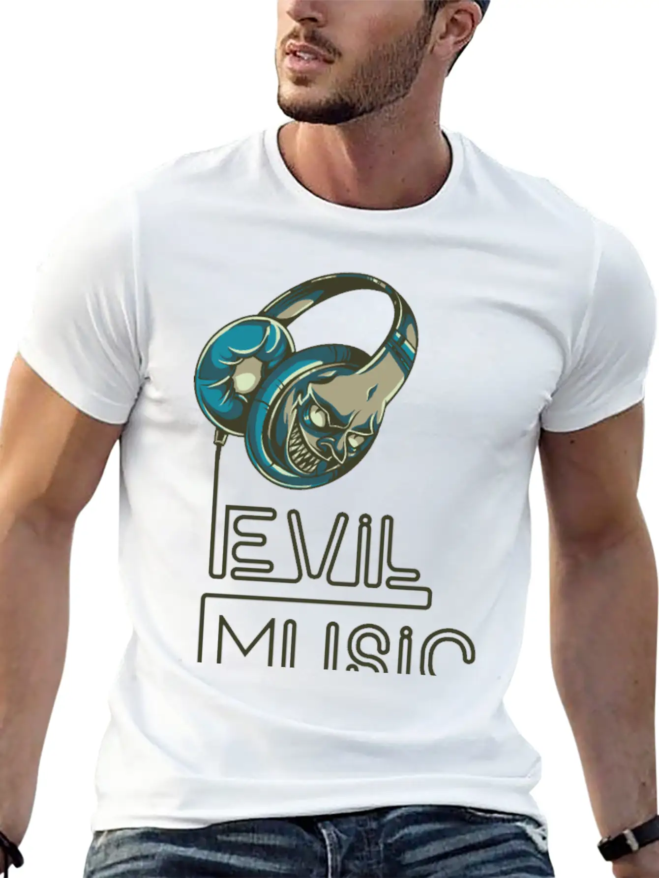 Evil Music Breathable Graphic T-Shirt – Perfect For Casual Days