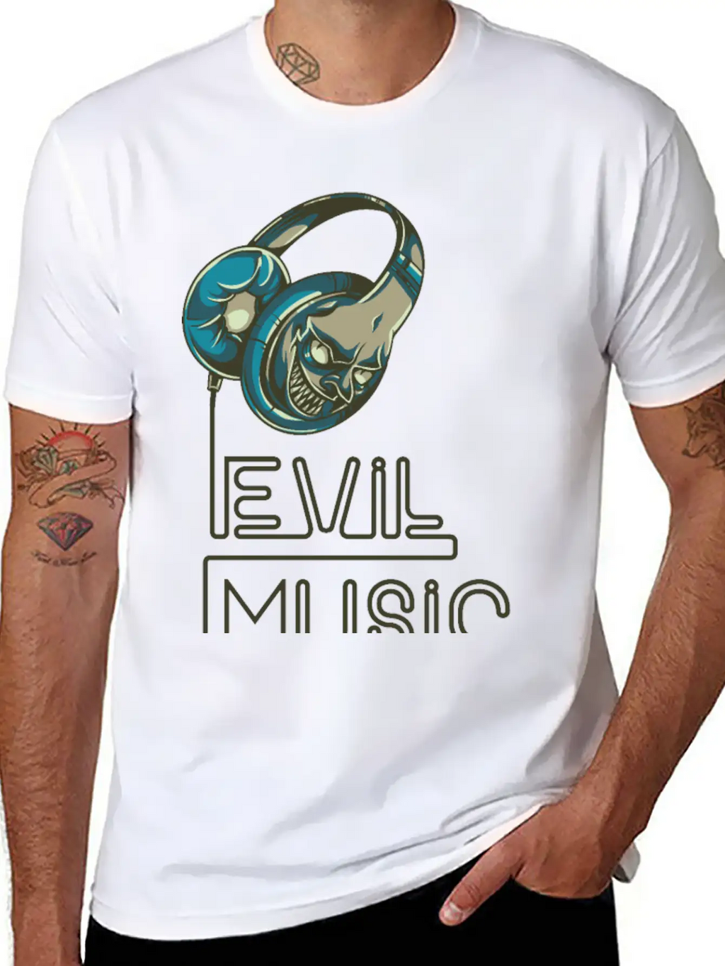 Evil Music Breathable Graphic T-Shirt – Perfect For Casual Days