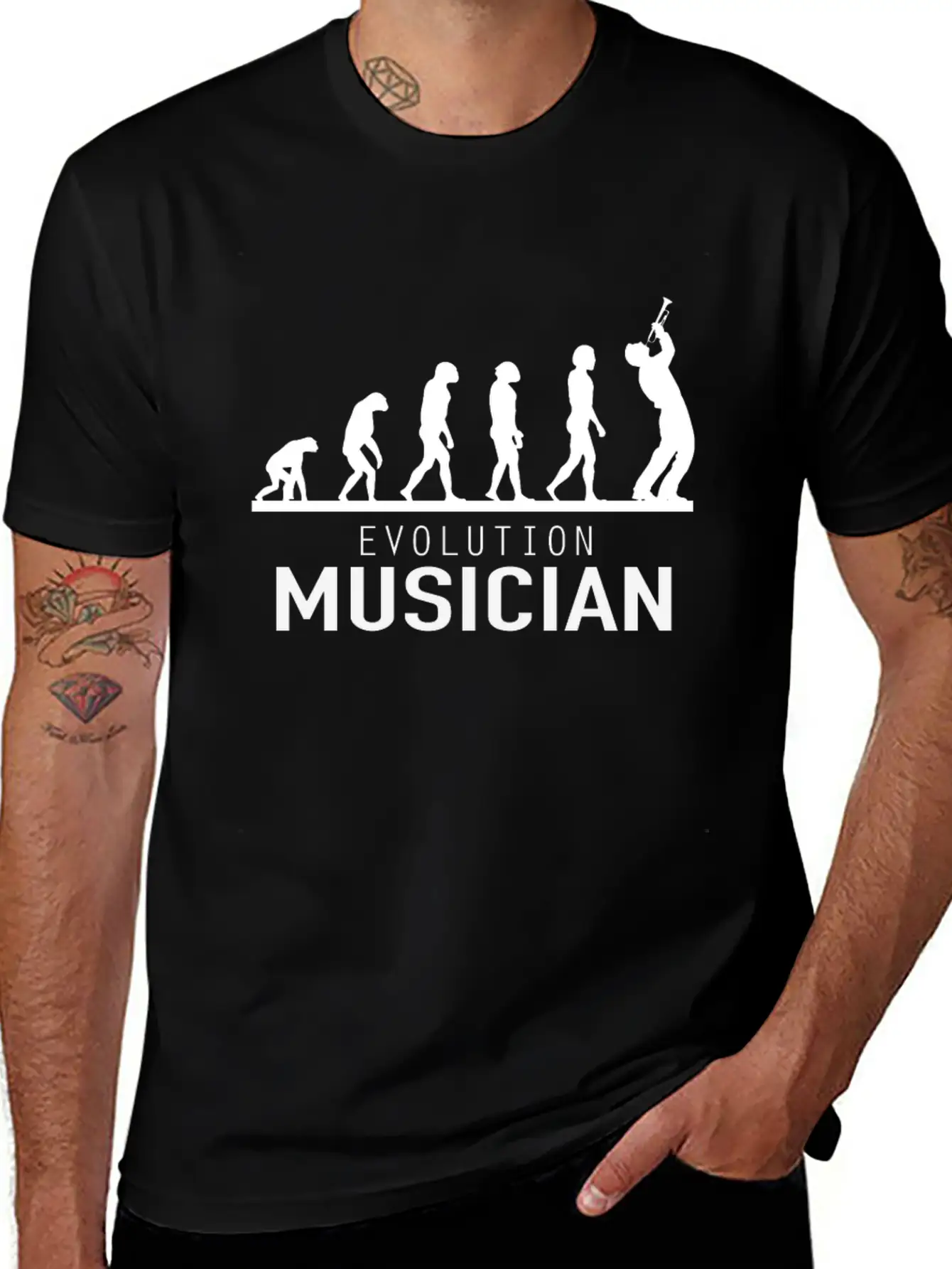 Evolution Musician Musician Trumpet Basic Graphic T-Shirt – Daily Comfort In Soft Cotton