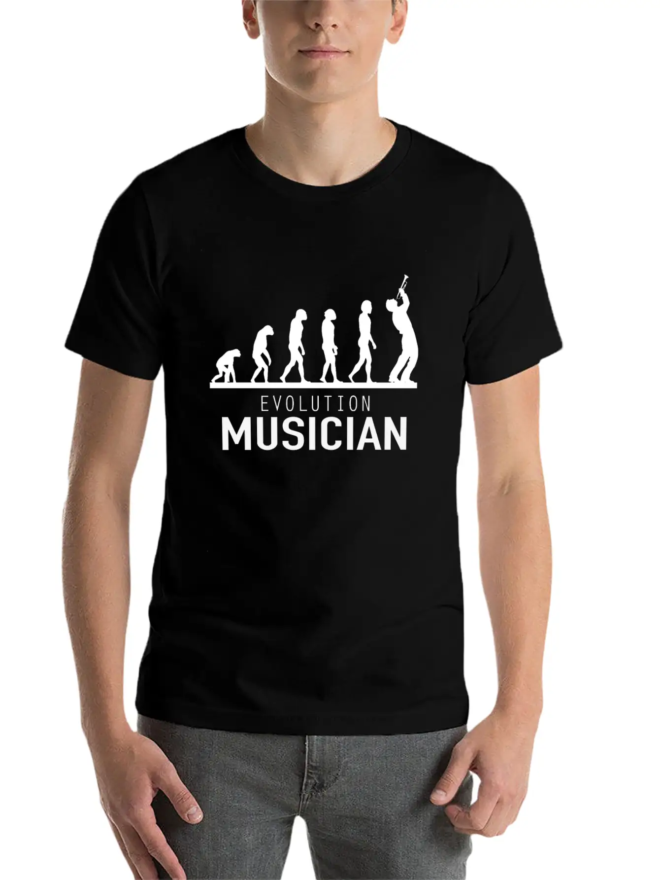 Evolution Musician Musician Trumpet Basic Graphic T-Shirt – Daily Comfort In Soft Cotton