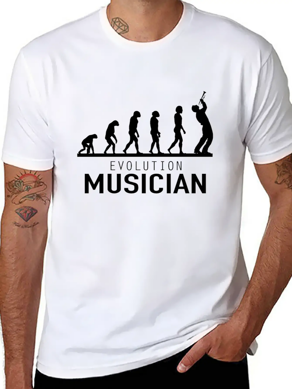 Evolution Musician Musician Trumpet Basic Graphic T-Shirt – Daily Comfort In Soft Cotton