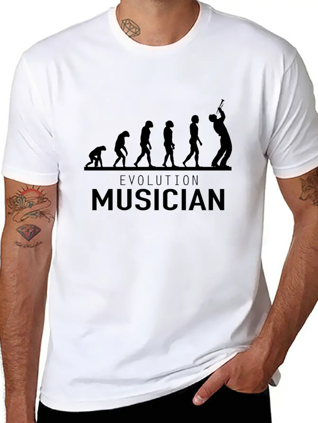 Evolution Musician Musician Trumpet Basic Graphic T-Shirt – Daily Comfort In Soft Cotton