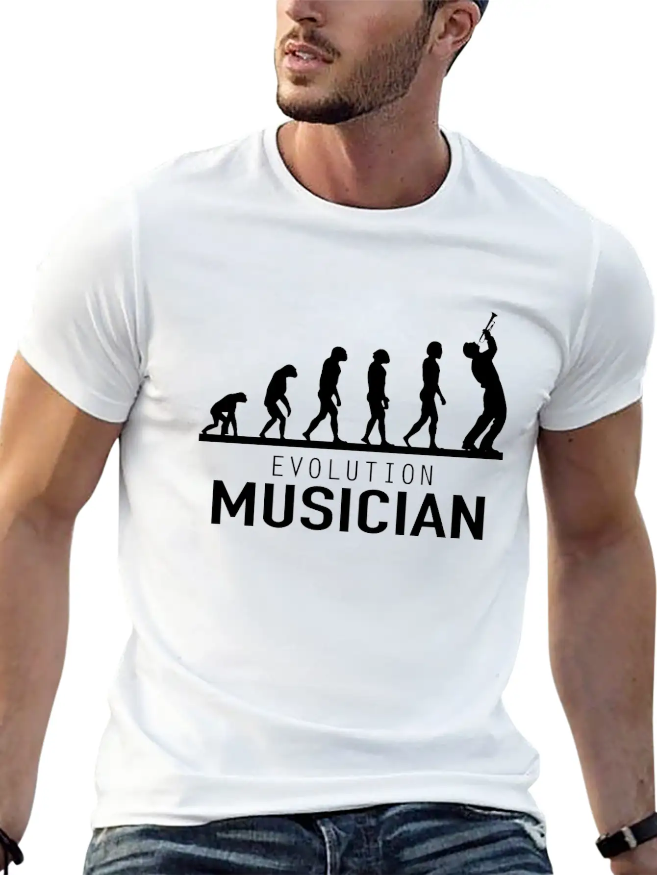 Evolution Musician Musician Trumpet Basic Graphic T-Shirt – Daily Comfort In Soft Cotton