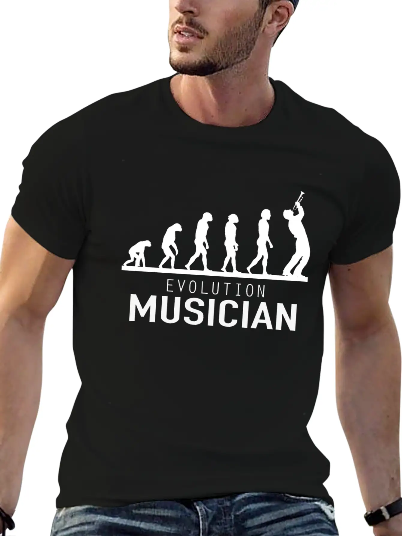 Evolution Musician Musician Trumpet Basic Graphic T-Shirt – Daily Comfort In Soft Cotton