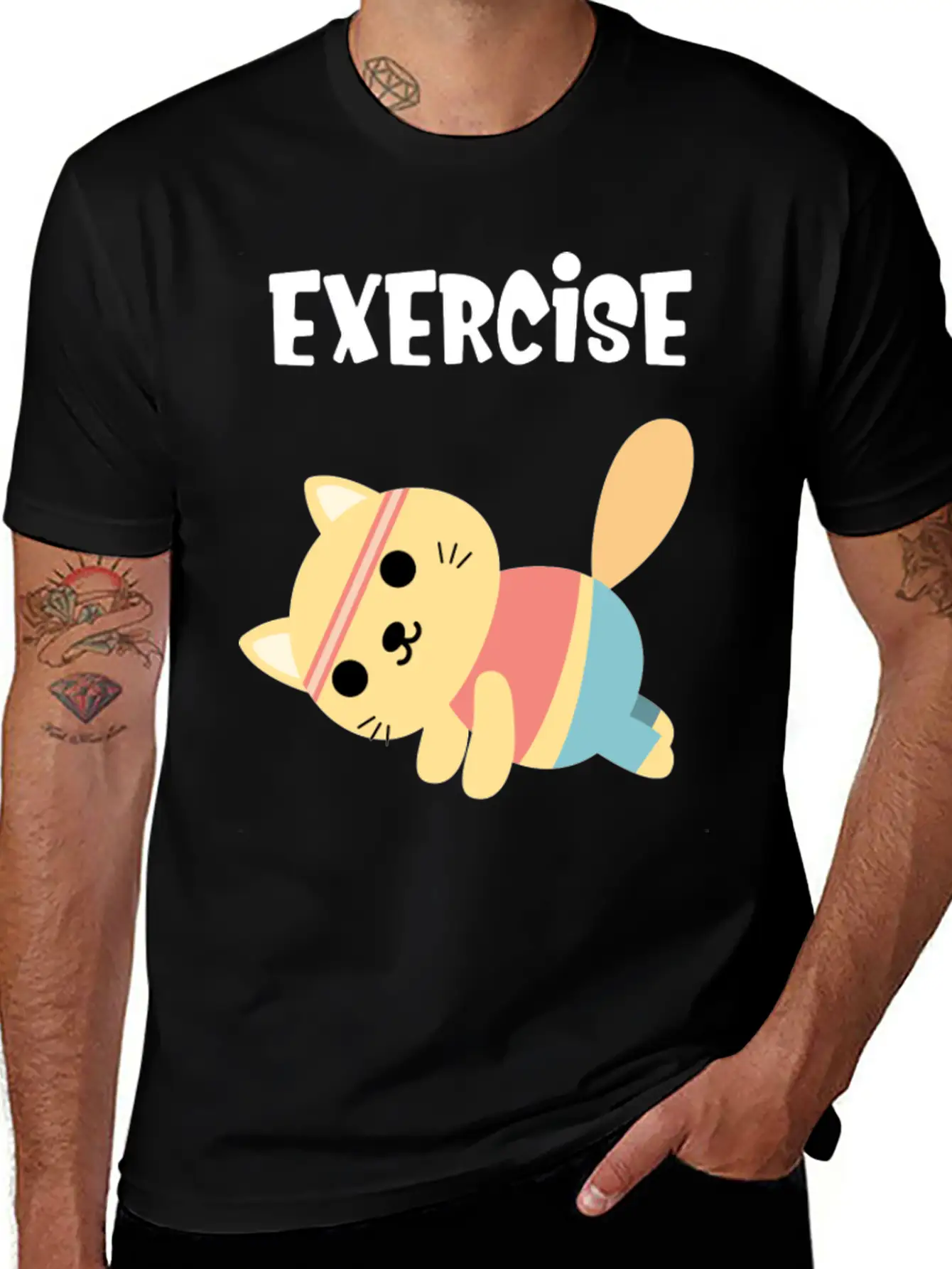 Exercise Every Day Cute Cat Gym Workout Classic Cotton Tee – Unisex Comfort For Any Season