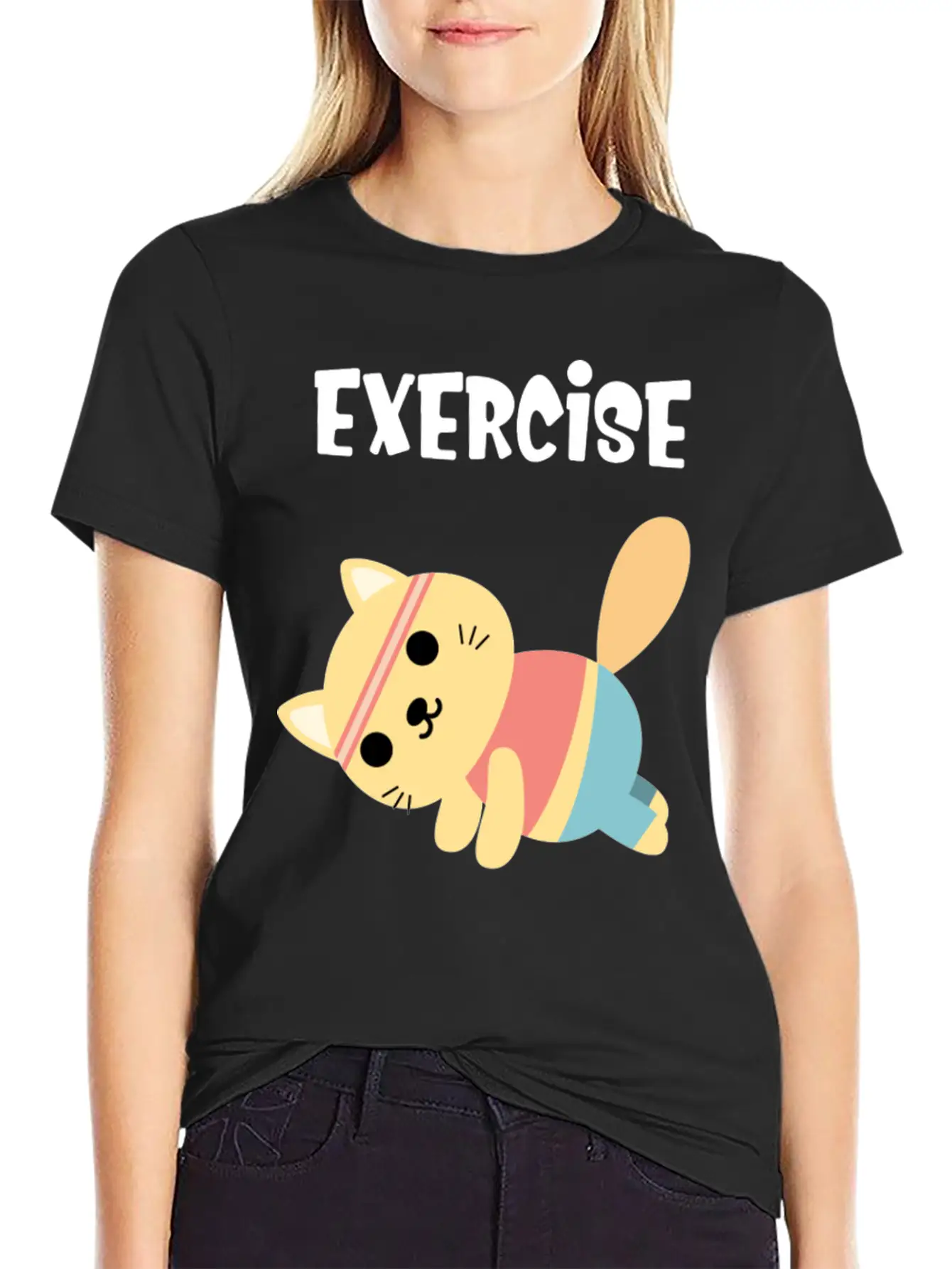 Exercise Every Day Cute Cat Gym Workout Classic Cotton Tee – Unisex Comfort For Any Season