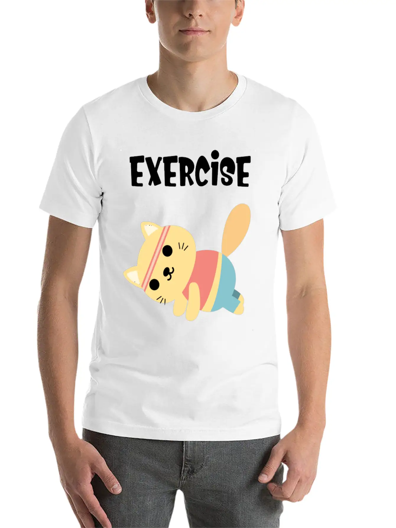 Exercise Every Day Cute Cat Gym Workout Classic Cotton Tee – Unisex Comfort For Any Season