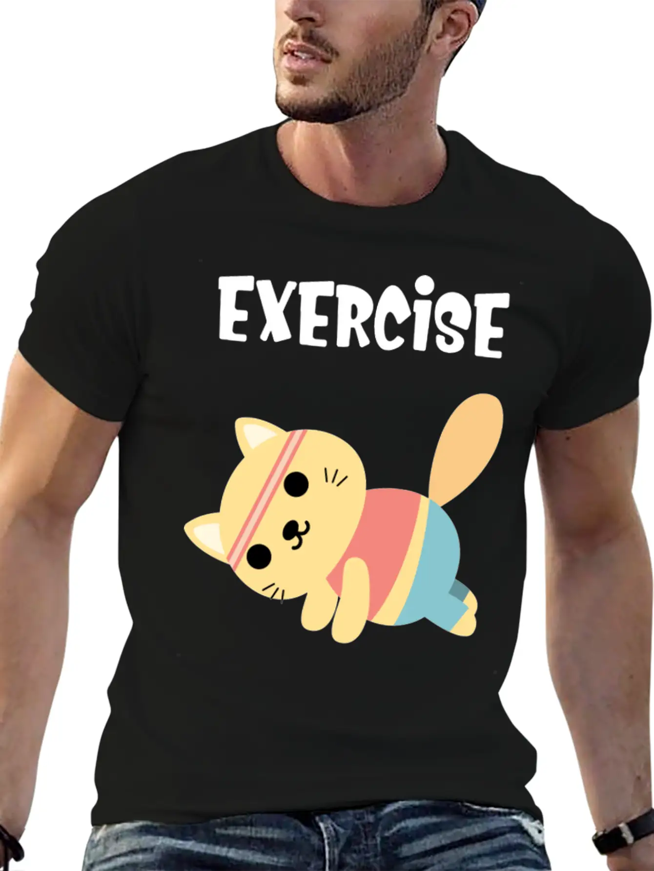 Exercise Every Day Cute Cat Gym Workout Classic Cotton Tee – Unisex Comfort For Any Season