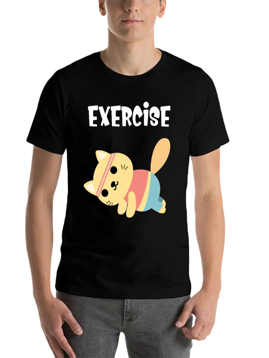 Exercise Every Day Cute Cat Gym Workout Classic Cotton Tee – Unisex Comfort For Any Season