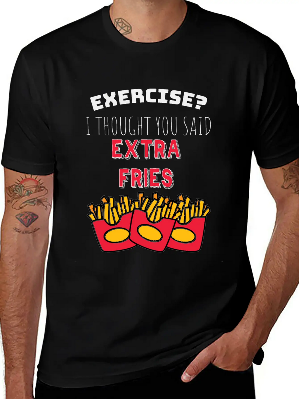 Exercise? I Though You Said Extra Fries Essential Cotton Tee For Daily Outfits – Unisex Style