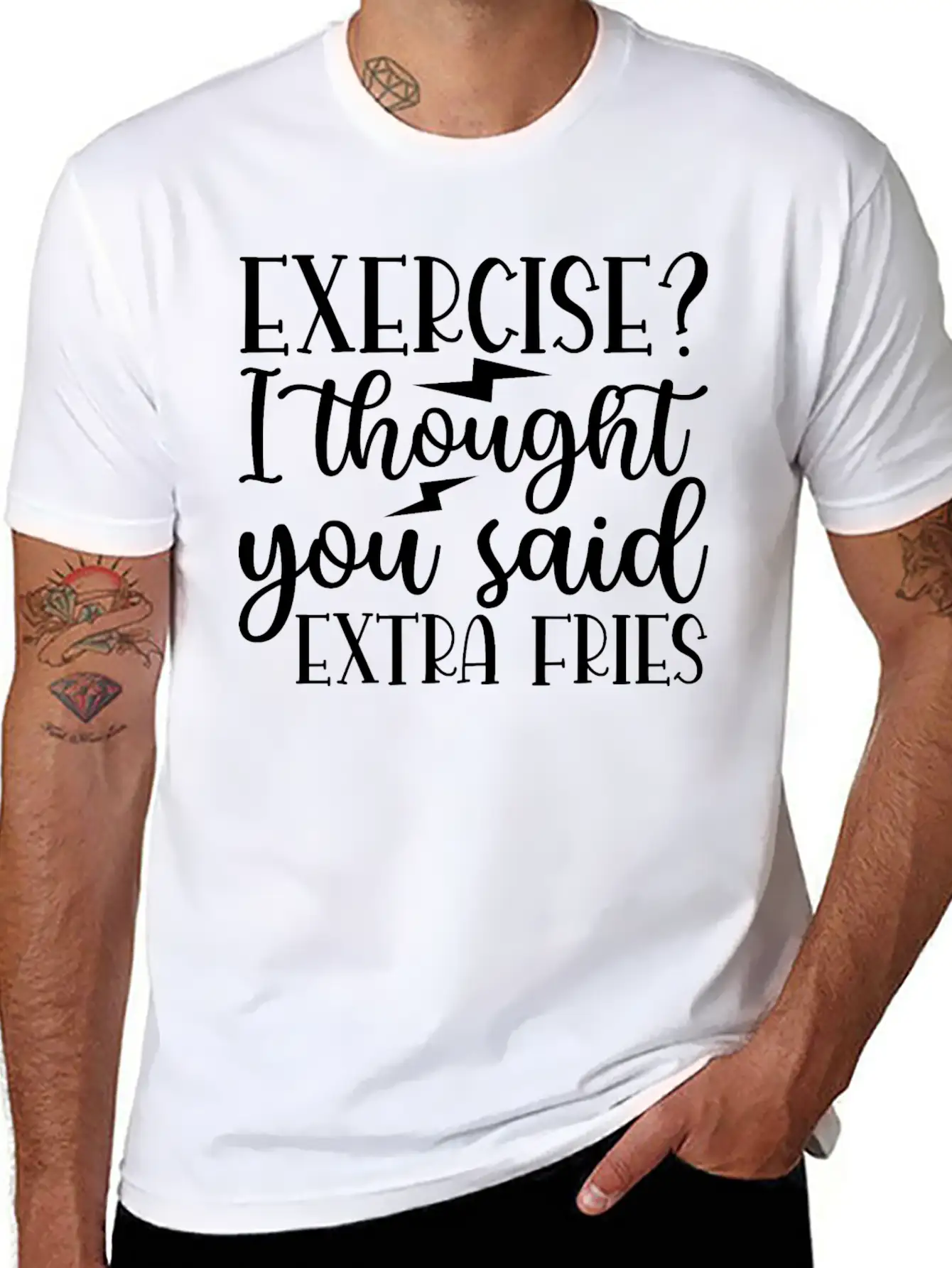 Exercise I Thought You Said Extra Fries Classic Cotton Tee – Unisex Comfort For Any Season