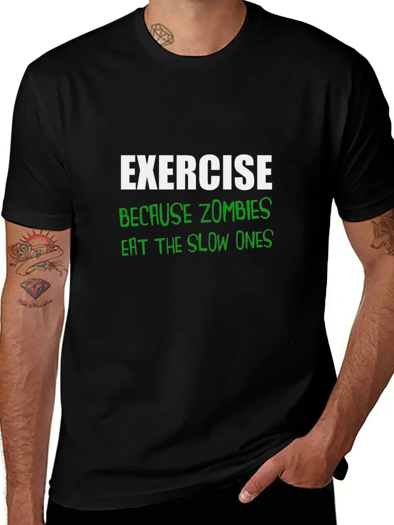Exercise Zombies Eat Slow Breathable Graphic T-Shirt – Perfect For Casual Days
