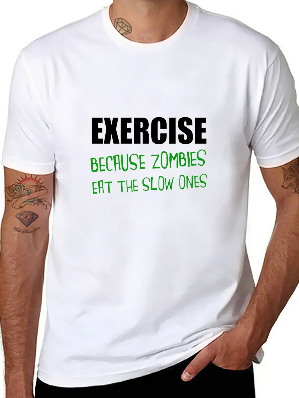 Exercise Zombies Eat Slow Breathable Graphic T-Shirt – Perfect For Casual Days
