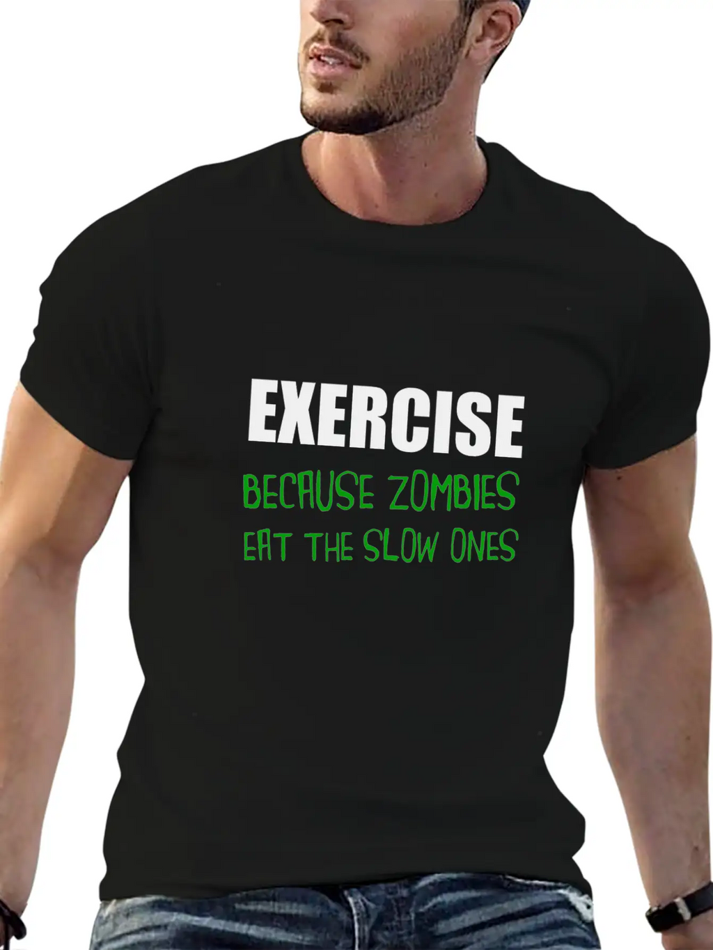 Exercise Zombies Eat Slow Breathable Graphic T-Shirt – Perfect For Casual Days