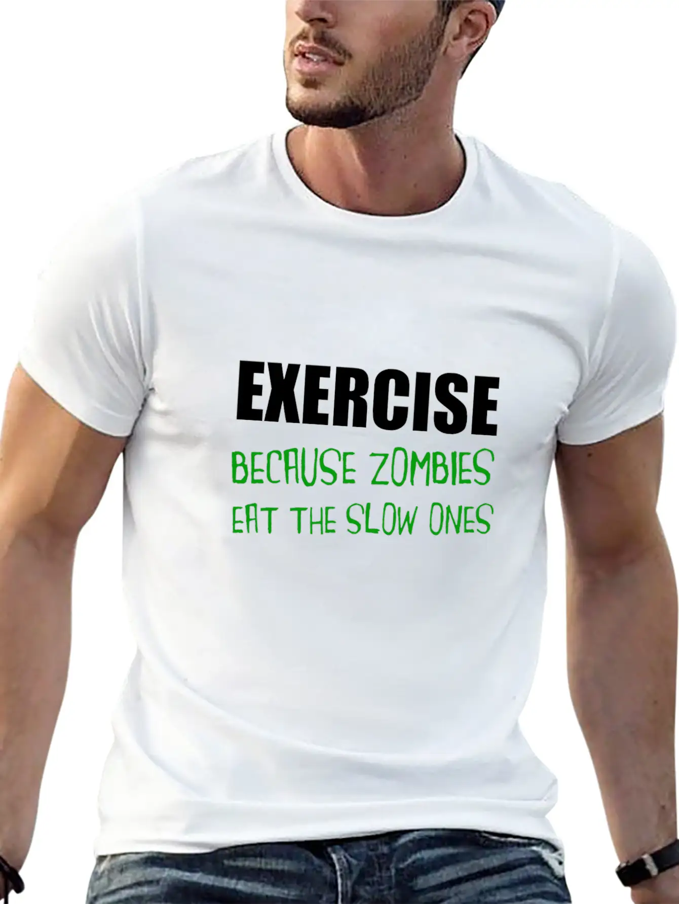 Exercise Zombies Eat Slow Breathable Graphic T-Shirt – Perfect For Casual Days